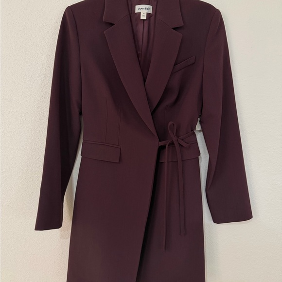 Open Edit Jackets & Blazers - Chic Burgundy Long Blazer by Open Edit